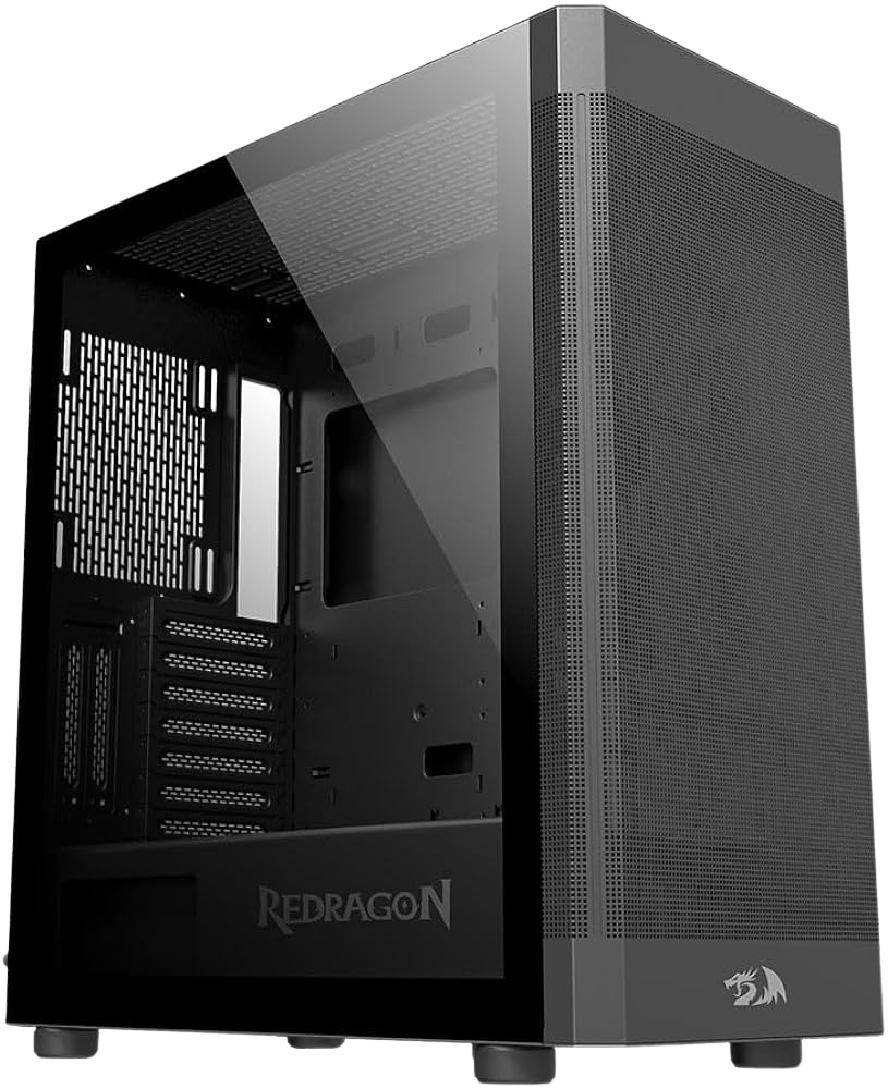 REDRAGON GAMER MID TOWER CABINET WITHOUT SOURCE CA-602B AEROGLASS BLACK CPU CASE